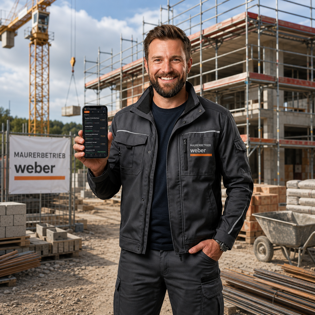 Handwerker nutzt ZendWerk auf dem Smartphone
